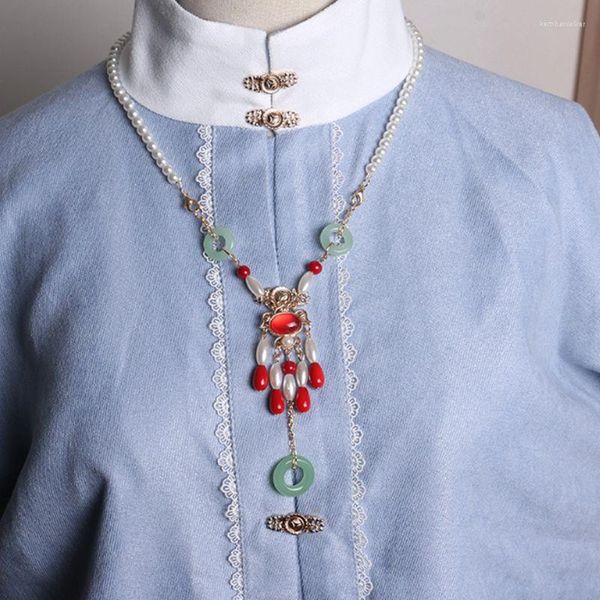 Anhänger Halsketten Vintage Hanfu Halskette für Frauen Alte chinesische Accessoires Schmuck Cosplay