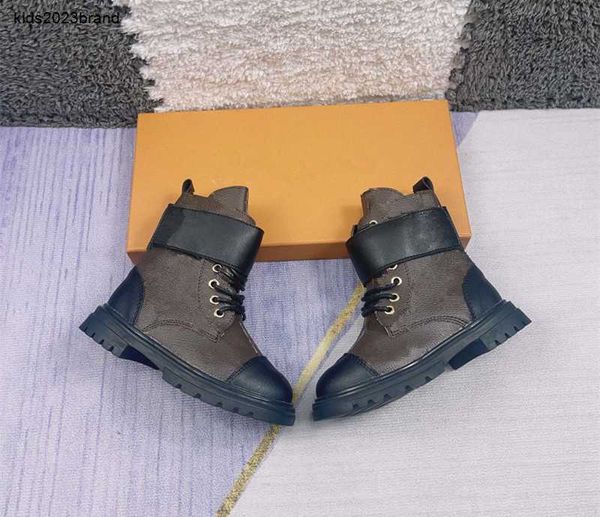 Designer crianças botas sapatos de bebê crianças outono produto tamanhos 26-35 moda couro sapatos de alta qualidade para menina incluindo caixa de sapato de marca