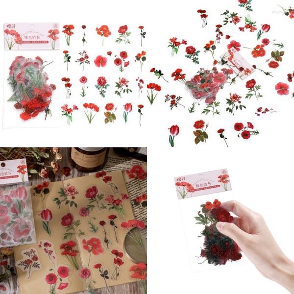 Hediye sargısı 40pcs/çanta bitki çiçekleri dekoratif evcil hayvan çıkartmaları vintage el kitabı diy epoksi reçine zanaat dolgu malzemesi