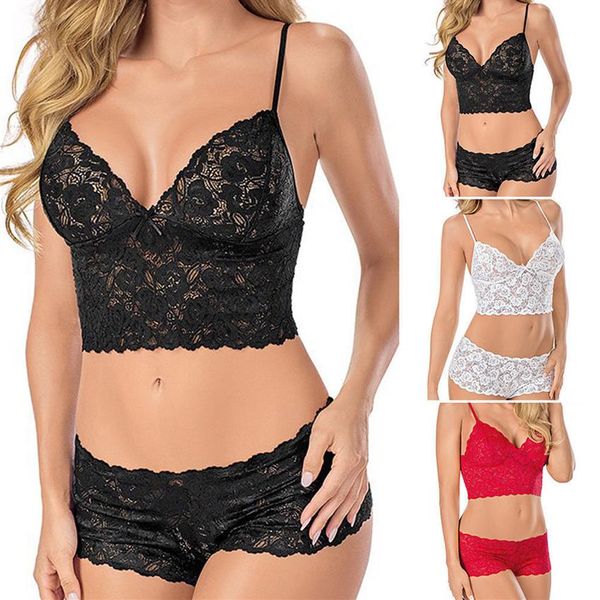 Reggiseno Pant Set Canotte Sling Top Vest Boxer Completo intimo Push Up 1 Set New Sexy Lingerie Corsetto Donna Lace2476