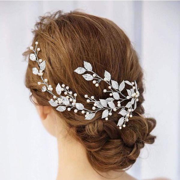 Vintage Blätter und florale Brautstirnband böhmische Kopfbedeckung Kristall Perlen Haarblume Hochzeit Haarzubehör