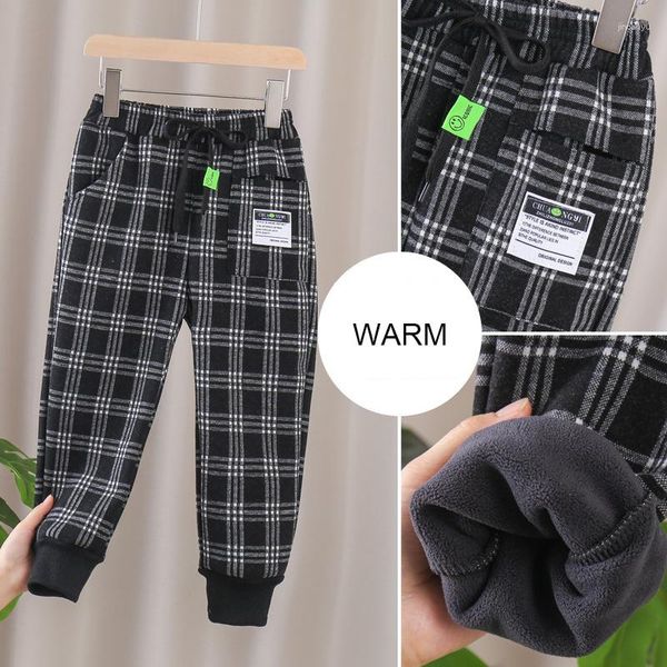 Pantaloni Abbigliamento invernale per bambini Ragazzi Pantaloni Casual in velluto spesso Plaid larghi 2023 Pantaloni sportivi caldi per ragazze Ragazzi adolescenti