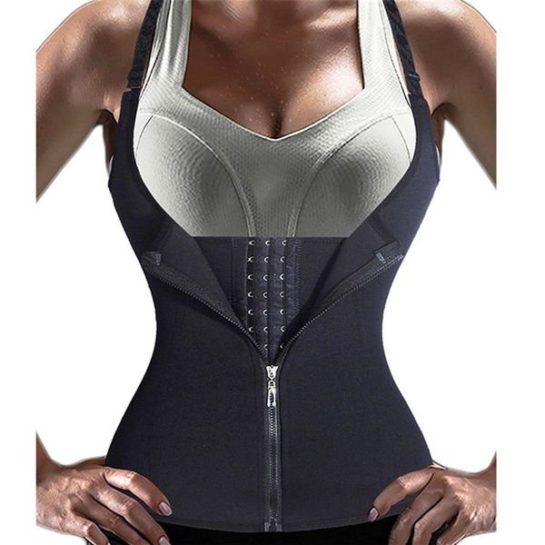 Reißverschluss Haken Frauen Schwarz Latex Taille Trainer Korsett Weste Stahl Knochen Taille Cincher Body Shaper Mieder -C195G