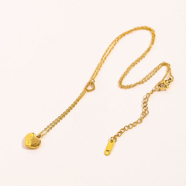 Novo colar de amor moda coração logotipo pingente de corrente longa 18k ouro charme jóias luxo casal família presente colar de alta qualidade sem mudança de cor jóias