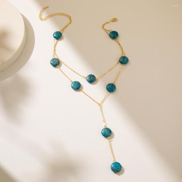 Подвесные ожерелья простые универсальные женские подарки на день рождения подарки натуральное каменное ожерелье мода ретро -женские украшения оптом