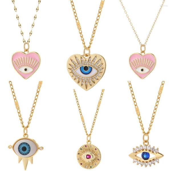 Подвесные ожерелья Турецкий злой голубой колье для глаз для женщин Счастливая цепная цепная золотая цвето