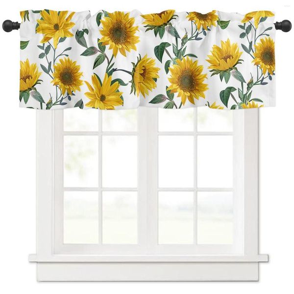 Vorhang mit Sonnenblumen-Textur, Retro-Stil, kurze Vorhänge, für Küche, Café, Weinschrank, Tür, Fenster, kleiner Kleiderschrank, Heimdekoration, Vorhänge