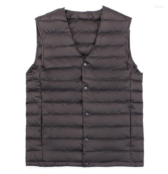 Gilet da uomo Gilet in piumino ultraleggero Primavera Autunno senza maniche con scollo a V Gilet invernale casual da uomo senza colletto