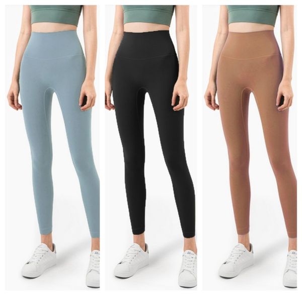 Calças de ioga de cintura alta espessadas e macias para flexões femininas, leggings de fitness, calças esportivas em forma de T para elevação de quadril macias e elásticas, calças de treinamento de corrida, 6 cores