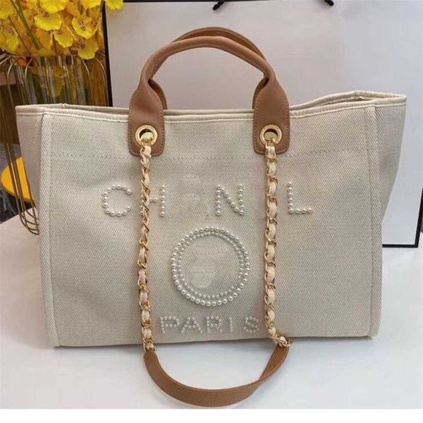 Новые дизайнерские сумки для покупок Pearl Beach Bag Canvas Портативные модные трендовые женские сумки высокой вместимости Скидка 50% в магазине Outlet Store