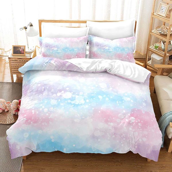 Set di biancheria da letto Set copripiumino nuvola sfumata Set di biancheria da letto con stampa colorata per copriletto decorativo per camera da letto per ragazze e donne