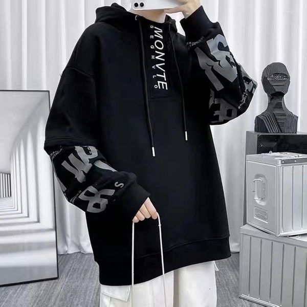 Hoodies masculinos primavera outono moda coreana harajuku moletom com capuz masculino roupas casuais carta impressão streetwear hoodie