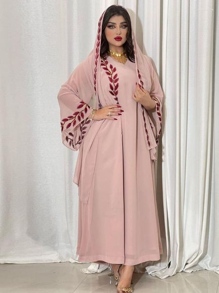 Abbigliamento etnico Marocco Abito musulmano Abaya Chiffon Ricamo Abiti da sera per le donne Dubai Turchia Islam Robe Femme Abiti lunghi 2023