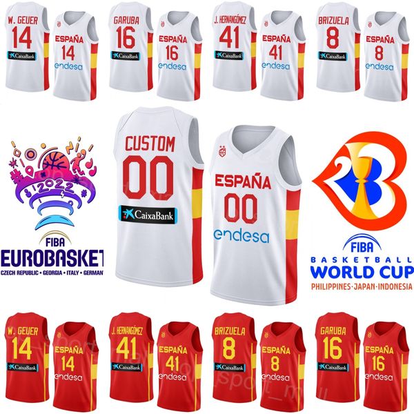 Imprimir Espanha Basquete Jersey 2023 Copa do Mundo 14 Willy Geuer 41 Juancho Hernangomez 24 JUAN NUNEZ 12 SANTIAGO ALDAMA 23 SERGIO LLULL 10 VICTOR CLAVER Seleção Nacional