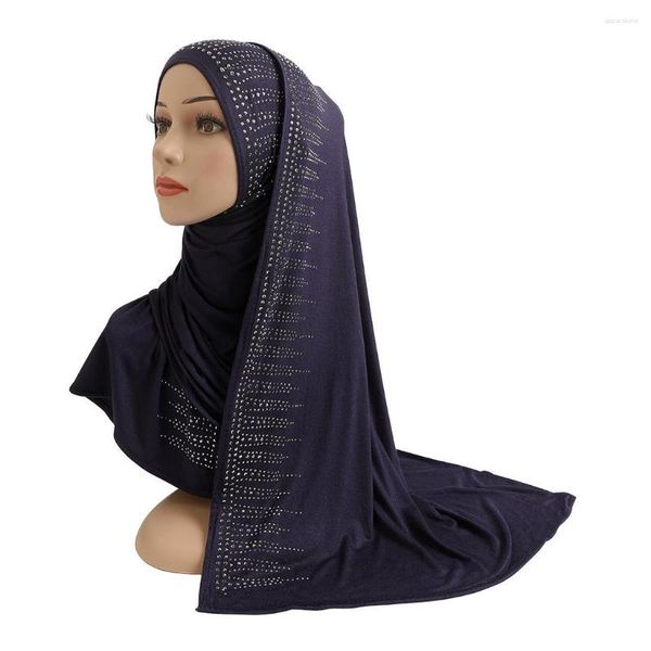 Ethnische Kleidung H203 Hochwertiger weicher Baumwoll-Jersey-Schal mit Steinen Modal-Kopftuch Damen Hijab Islamischer weiblicher Schal Lady Bonnet