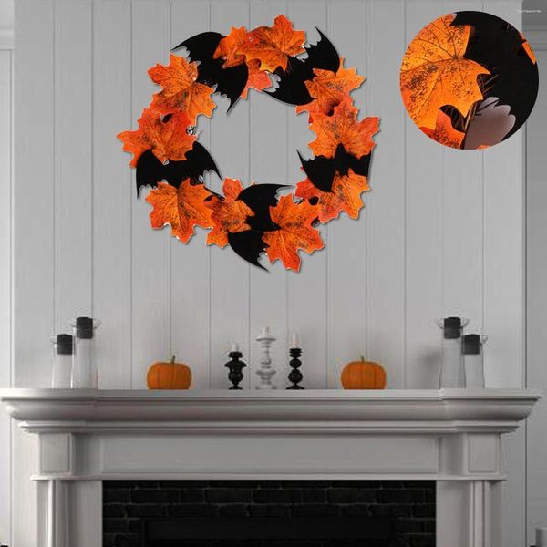 Flores decorativas halloween grinalda decoração realista parede pendurado morcego decoração guirlanda porta ornamento decorações de natal