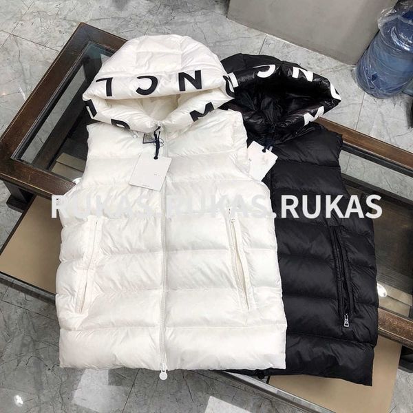 Gilet da uomo di moda firmata Double Wear Gilet lucido con cappuccio Piumino da donna di marca di lusso francese