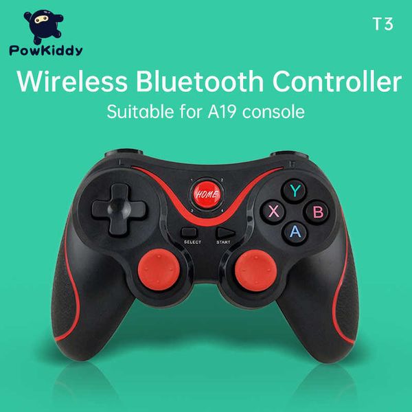 Controladores de jogo Joysticks Powkiddy T3 Joystick sem fio Bluetooth 3.0 Game Handle adequado para A19 Console Tablet Android Smartphone PC Game Controller HKD230831