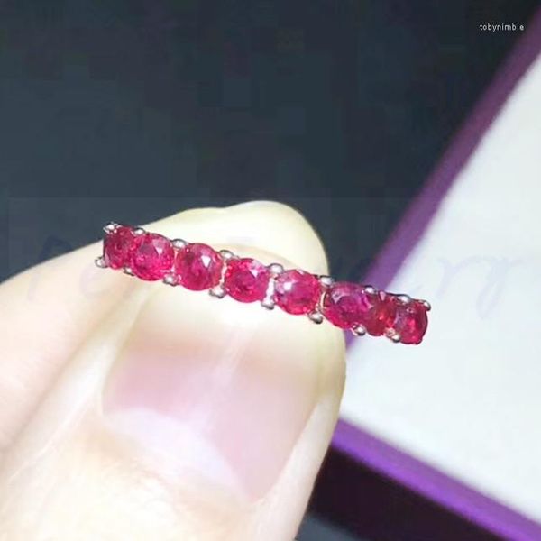Anéis de cluster Original Ruby Ring Natural Real 925 Sterling Silver Fine Handworked Jóias 0.06ct 9pcs Gemstone # X18051504