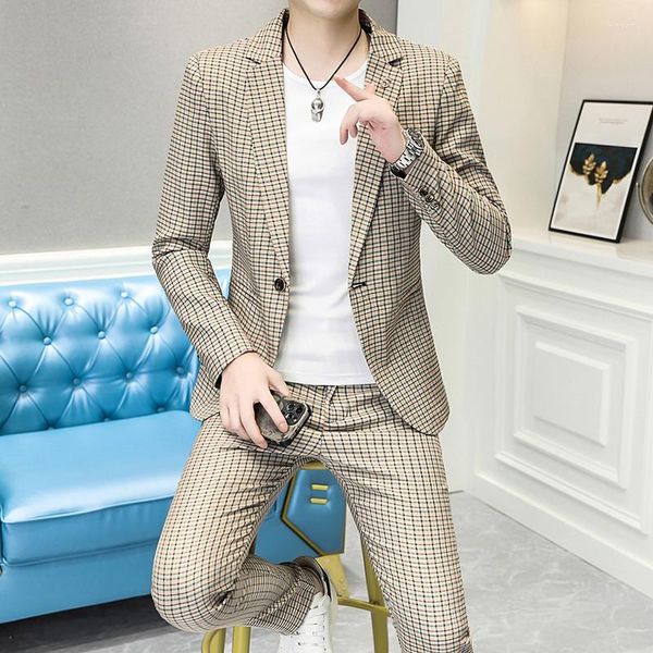 Abiti maschili 2023 Casualità di alta qualità Casual (Cantaloni Suit) Trend Giovane Versione Slim Corea Slim Set a due pezzi