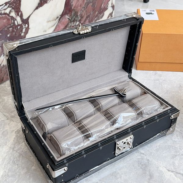 Bolsa de designer francesa de luxo Paris Famosa caixa de relógio 8 slots de couro destacável travesseiro caixas de relógio de alta qualidade armazenamento de joias de moda pacote retangular horizontal
