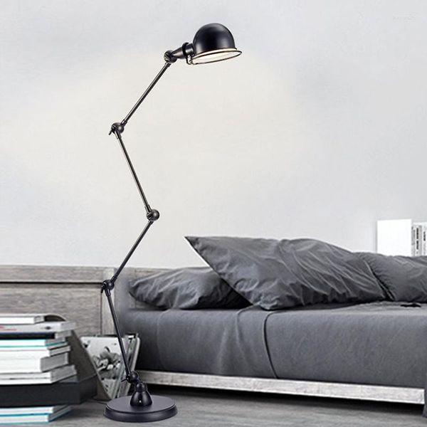 Zemin lambaları Amerikan endüstri lambası basit yaratıcı yatak odası LED ışıkları oturma odası çalışması mekanik duruş