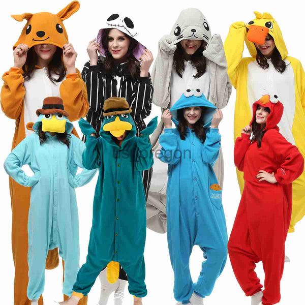 abbigliamento per la casa Favofans Animali Kigurumi Adulti Canguro Anatra Tute intere Pigiama Costumi di Halloween Cosplay Tuta Regalo di Natale XXL x0902