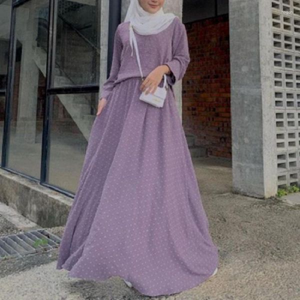 Roupas étnicas Wepbel Muslim Dress Define Mulheres 2 Peça Islam Outfits Casual Colagem Calças Terno Grande Saias de Balanço Manga Longa Blusas Saia