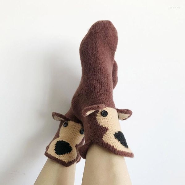 Frauen Socken Männer Kinder Winter Stricken Warme 3d Neuheit Tier Breiten Mund Kleidung Zubehör Socken Hause