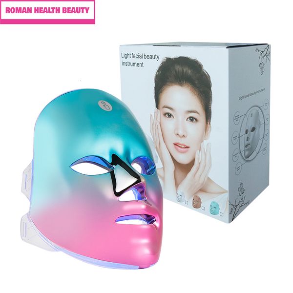 Massaggiatore viso Premium 7 colori LED Maschera di bellezza 600mAh Wireless Pon Machine Terapia Acne Anti invecchiamento Pelle rassodante Strumento di sollevamento 230831