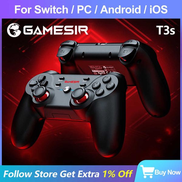 Controladores de jogo Joysticks Gamesir T3s Bluetooth 5.0 Wireless Gamepad Game Controller para Android Smartphone e PC HKD230831