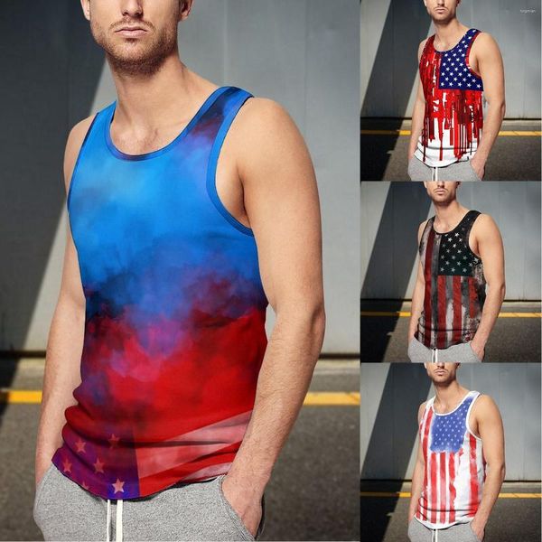 Мужские рубашки T 12 носок Mens Summer Day Day American Flag Digital 3D -печата