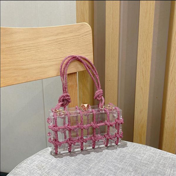 Borse da sera JIOMAY Borse di design di lusso Borsa da donna Bling Borsa a tracolla a forma di scatola con cinturino annodato in acrilico trasparente 230831