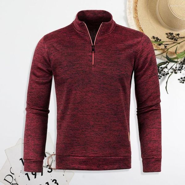 Herren Hoodies Männer Pullover Stehkragen Nackenschutz Strickoberteil Elastisch Langarm Sweatshirt Pullover Reißverschluss Plüsch Herbst