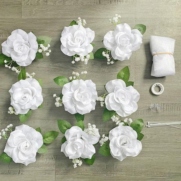 Flores decorativas conjunto de decoração de carro de casamento elegante estilo europeu decorações de flores fácil instalação artificial para qualquer