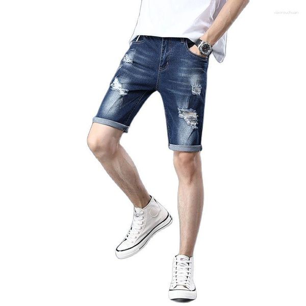 Shorts masculinos primavera homens 2023 de alta qualidade denim homens algodão reto masculino azul casual jeans curto tamanho 27 28 29 30 31 32 36