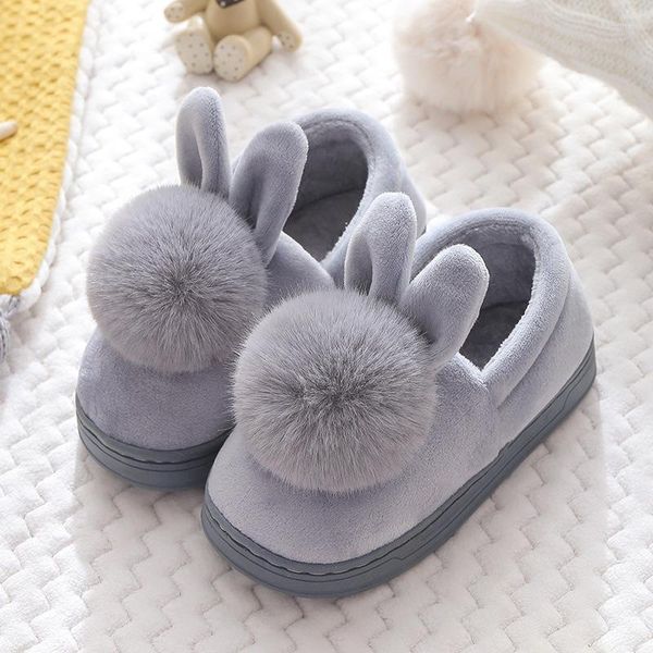 Pantoffel Kinder Hausschuhe Für Mädchen Jungen Herbst Winter Warme Dicke Baumwolle Nicht-slip Baby Home Indoor Ohren Kinder Schuhe