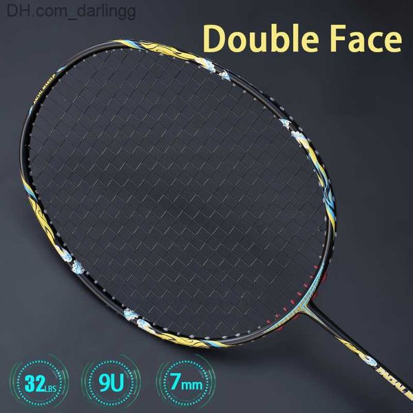 Raquettes de badminton Différents visages ultralégers 57G 9U raquettes de badminton offensives en fibre de carbone avec sacs à cordes Sports de raquette professionnels adultes Q230901