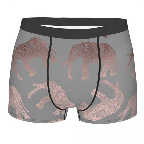 Cuecas novidade boxer moderno rosa ouro cinza elefante shorts calcinha homens roupa interior respirável para homme S-XXL