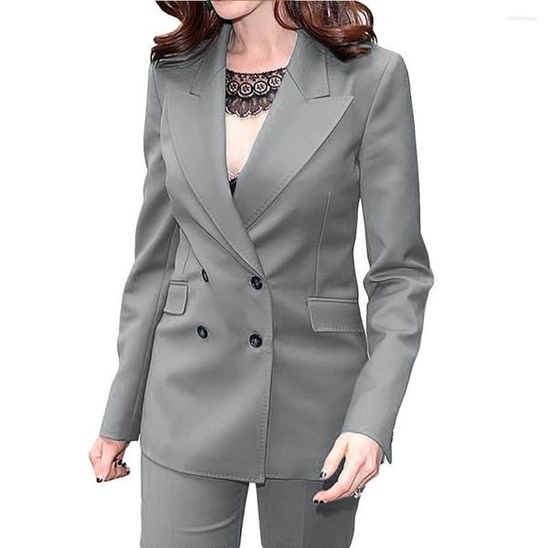 Herrenanzüge, modisch, für Büro, Damen, zweireihig, Hosenanzug, formell, 2-teilig, lässig, Blazer, Damen, Business, Arbeitskleidung, Jacke und Hose