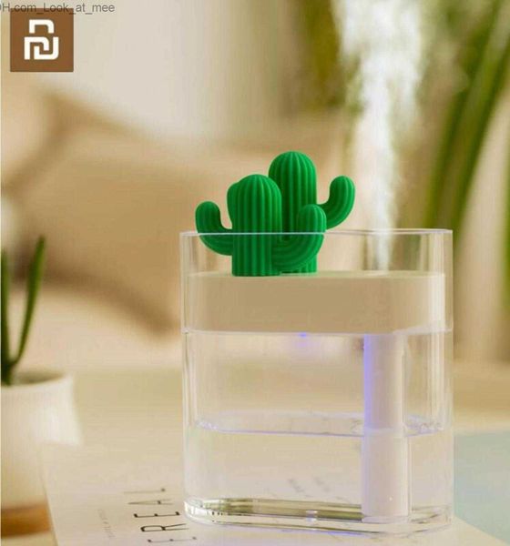 Umidificatori xiamiYoupin 319 Clear Cactus Umidificatore ad ultrasuoni 160ML Luce colorata USB Purificatore d'aria Anione Mist Maker Atomizzatore d'acqua Q230901