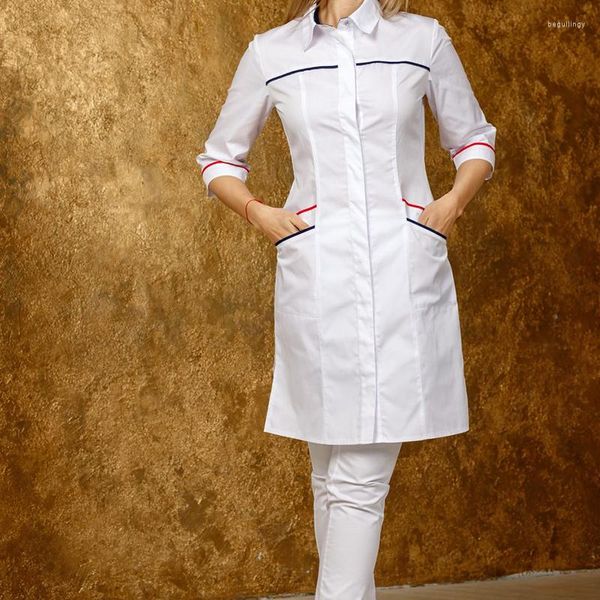 Camicette da donna Salone di bellezza Abiti da lavoro lunghi Uniformi da estetista Spa Massaggio Camicia femminile Abbigliamento da lavoro per sauna Pediluvio Top