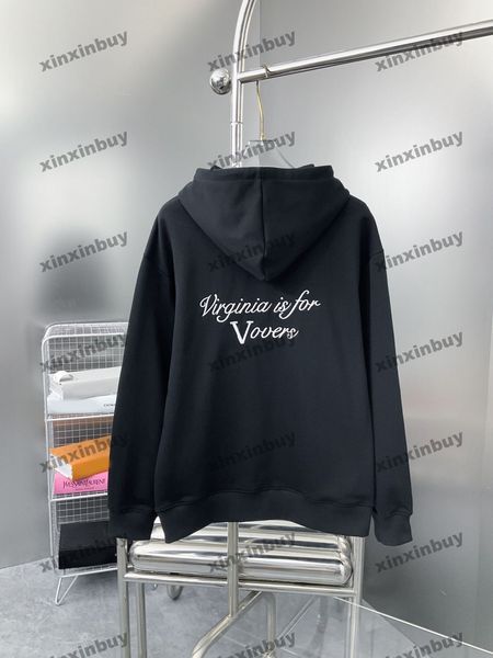 xinxinbuy Männer Frauen Designer Sweatshirt Pin Stickerei Rückseite Buchstaben Stickerei grün grau blau schwarz weiß gelb M-2XL