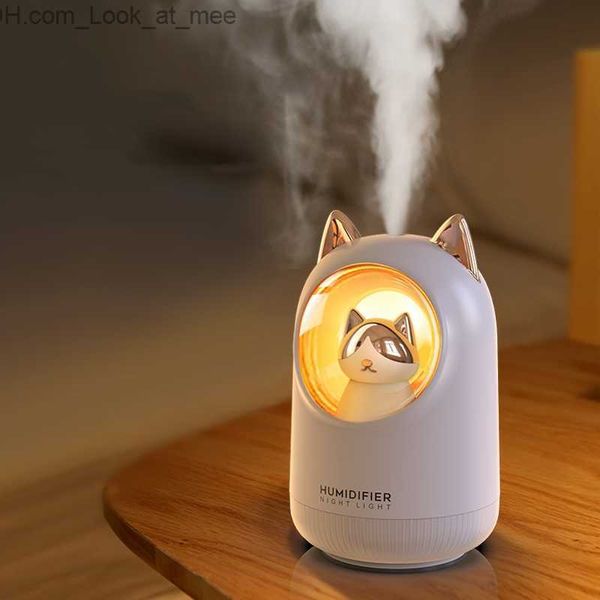 Luftbefeuchter Lovely Kitty USB-Luftbefeuchter Tragbarer Auto-Aromatherapie-Diffusor Fogger mit romantischem Nachtlicht 300 ml Humidificador Diffusor Q230901