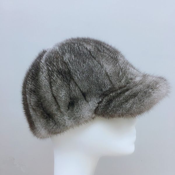 Ball Caps Real Mink Fur Men Flat Hat Женщины зимняя серая бейсболка Ed Street Hip Hop For Ladies H4 230831