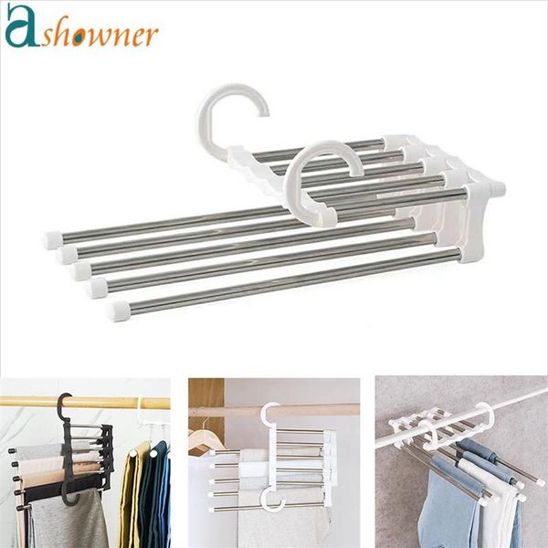 Appendiabiti Rack Multifunzionale 5 in 1 Portaoggetti per pantaloni Pantaloni regolabili Scaffale per cravatte Armadio Organizzatore Abbigliamento in acciaio inossidabile H281d