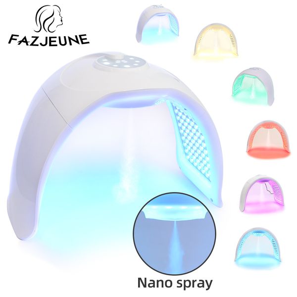 Rosto massageador nano spray 7 cores led luz espectrômetro de umidade hidratante acne beleza potherapy máquina corpo pdt lâmpada 230831