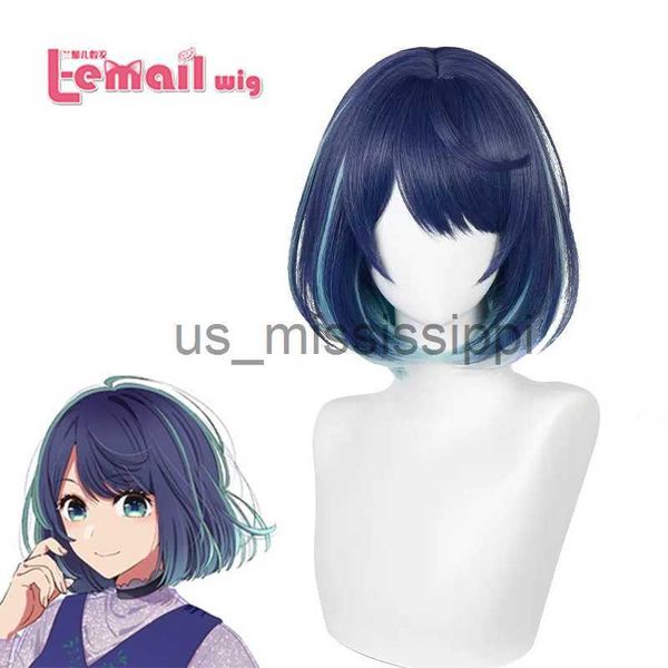 Parrucche Cosplay Parrucca Lemail Capelli sintetici Anime Oshi no Ko Kurokawa Akane Parrucca Cosplay 34 70 cm Blu scuro con riflessi sfumati Parrucca resistente al calore x0901