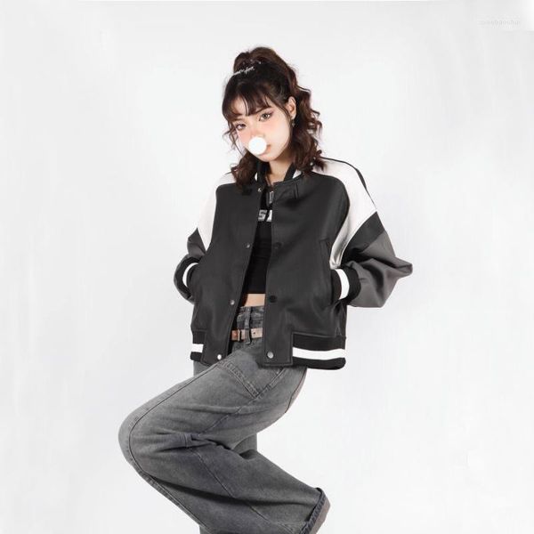 Женские куртки Retro Loase Motorcycle Jacket Man Y2K Punk Casual Korean Style Street Baseball Form Woman