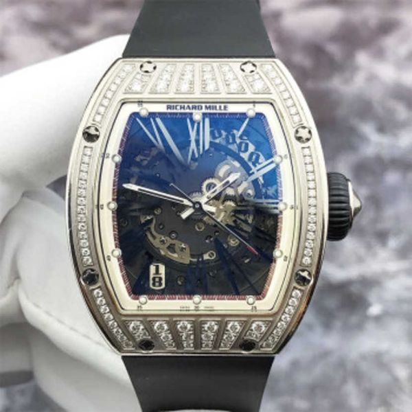 Swiss Richarmilles Relógios Automáticos Luxo Mecânico Esportes Relógio de Pulso Rm023 Mens Watch Hollow Out Dial 18k Platinum Original Diamond Calendar 38x45mm Aut HBRW